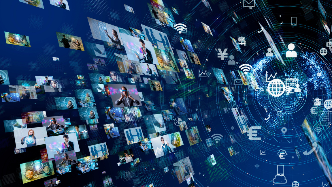 Social media concept. Social networking service. Streaming service.